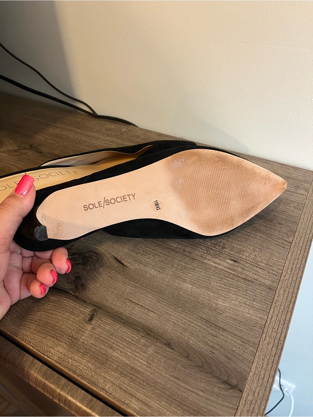SOLE SOCIETY Maleah Black Pointed-Toe Mule Heels - Picture 6 of 7